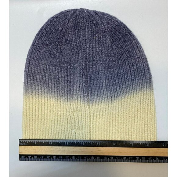 Frye & Co NWT Deep Indigo Dip Dye Beanie Denim Blue Butter Creamy Tan Hat-OSFM - Picture 5 of 8